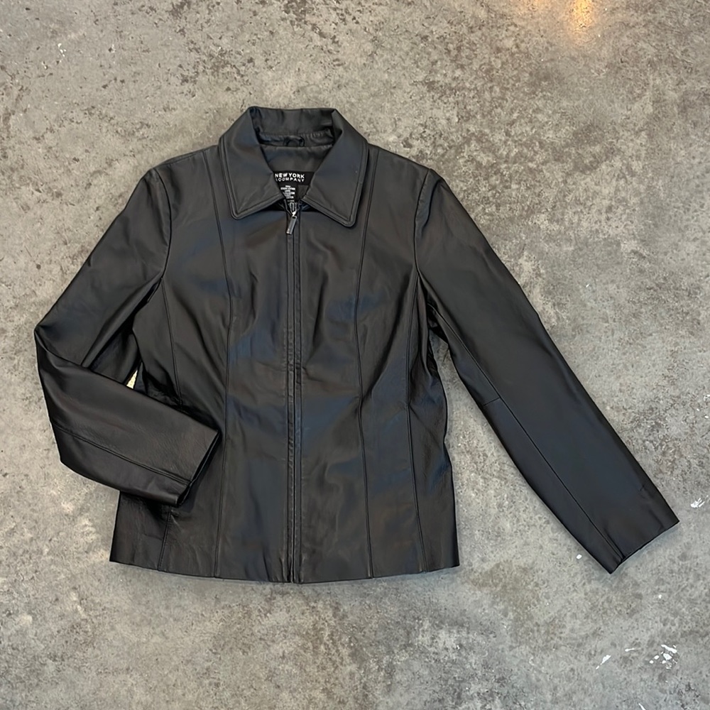 ✨ New York & Company Genuine Leather Blazer Jacket